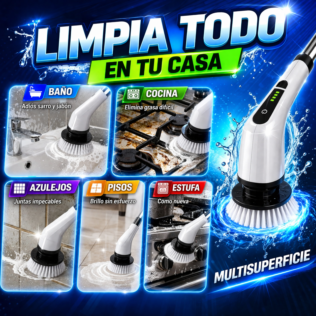¡Limpia sin esfuerzo en segundos!
